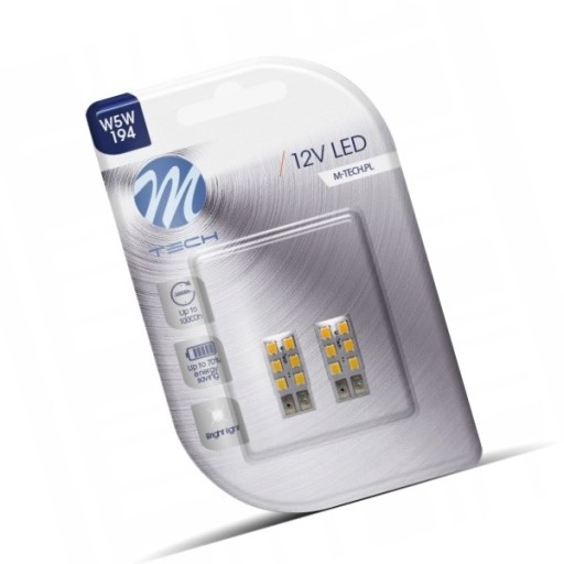 M-Tech LED žiarovka W5W T10 6xSMD 2835 LED biela 2 ks