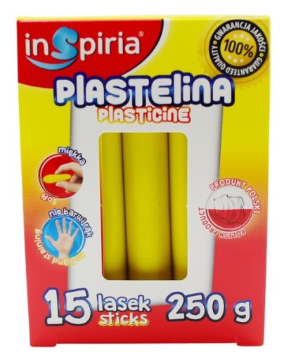 ŽLTÁ plastelína školská 15 tyčiniek 250g Inspiria 9844