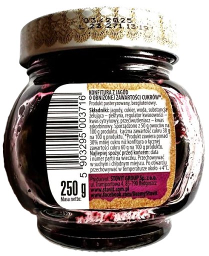 DŽEM ČUČORNICOVÝ S NÍZKÝM CUKROM 250 g Stovit