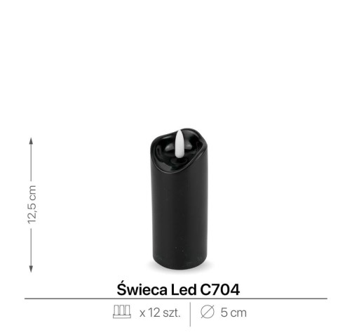 Voskovaná led sviečka 12,5 cm čierna 1/20/WAX-B 50/125