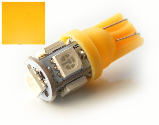 LED T10 W5W 5 x 5050 SMD oranžová