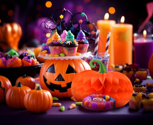 Halloweenska dekorácia na stôl s tekvicovou rozetou