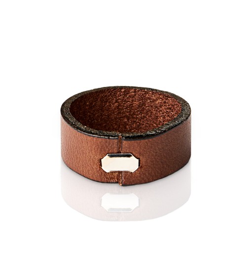 BETLEWSKI Kožené pútko na opasok, hnedé, 3 cm