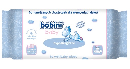 BOBINI VLHČENÉ Utierky 60KS, HYPOALERGÉNNE