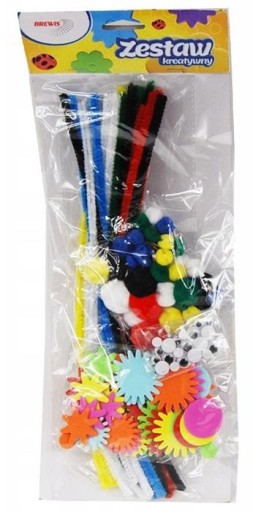KREATÍVNA PRACOVNÁ SÚPRAVA BREWIS MEDIUM 115 ELEMENT POMPOMS WIRES EYES