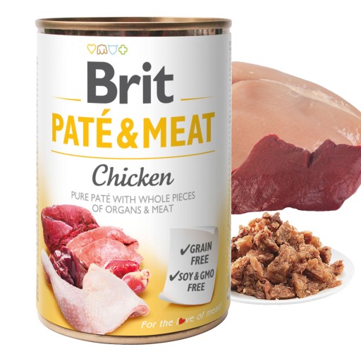 BRIT PATE & MEAT Mokré krmivo pre psov Kurča 400g