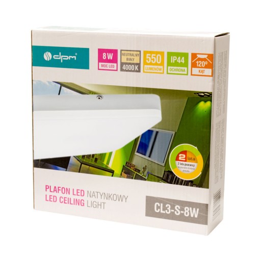 Prisadené stropné svietidlo, štvorcový LED panel, 8W
