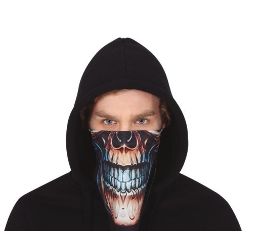 MODRÁ HALLOWEENOVÁ ŠATKA NA TVÁR LEBENY