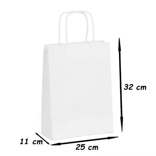 Papierová taška 25x11x32 biela 100g/m2 veľmi PEVNÁ A4