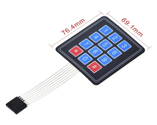595 membránová klávesnica, 3x4 klávesy Arduino