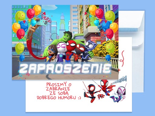 SPIDEY A SUPER-KAMARÁD POZVÁNKA NA NARODENINY DIEŤAŤA + OBÁLKA ZDARMA
