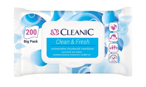Cleanic Clean & Fresh univerzálne hydratačné obrúsky 200 ks.