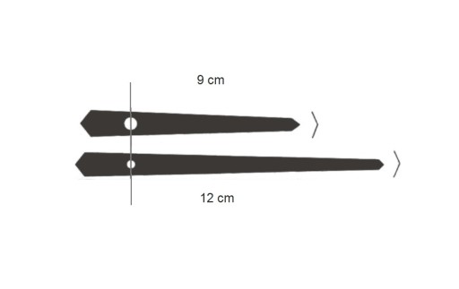Hodinový strojček, ručičky, LONG 12 cm, tichý kovový vešiak