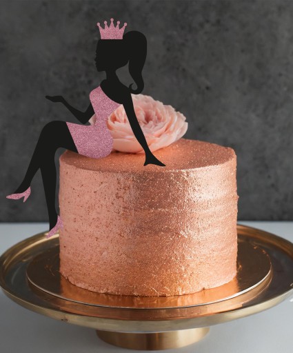 TOPPER WOMAN narodeninová torta, AKÉKOĽVEK ČÍSLO Rose Gold GLITTER