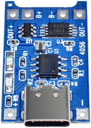 SUPER nabíjačka pre TP4056 USB-C Li-Ion, chránená.
