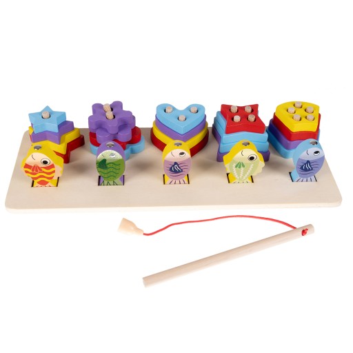 Triedička Puzzle Drevené hračkové bloky Vzdelávacia rybárska hra