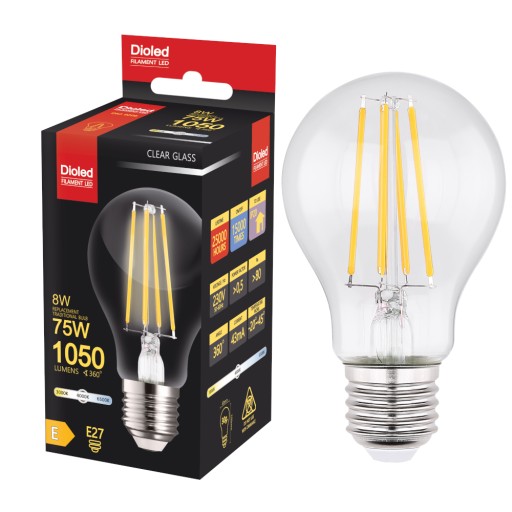 E27 LED žiarovka 8W 1050lm, neutrálne retro vlákno