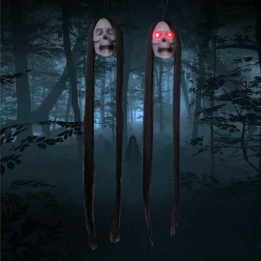 ZAVISIACA SVIETIACA HLAVA LEBKA LED DEKORCIA DO VLASOV HALLOWEENSKA OZNAKA 50cm