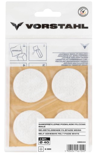 Samolepiace plstené podložky biele FI40mm, balenie 4 ks - VORSTAHL