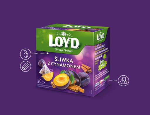 Ovocný čaj Slivka a škorica Čaj Ostružina List Sladké drievko 20 T. LOYD