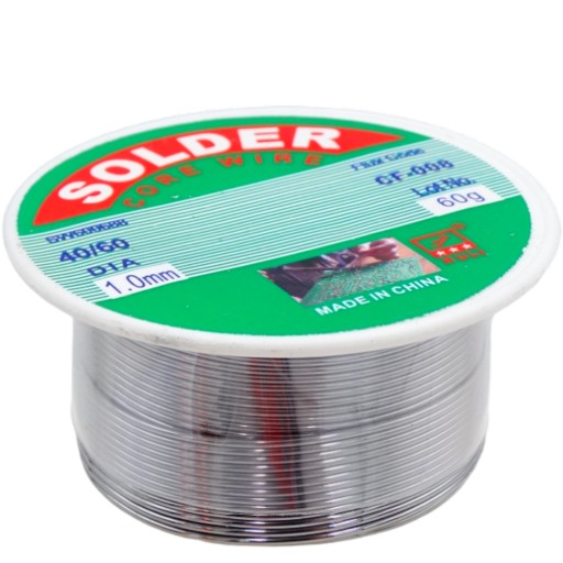 Spájkovací plech s poistkou, kolofónia, tavidlo, spojivo, rolka 1,0, 60g. 5002