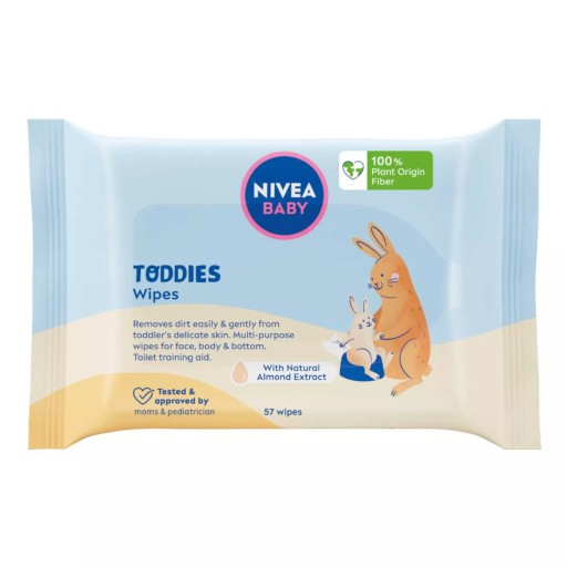 NIVEA BABY TOODIES Vlhčené obrúsky pre deti, BIOLOGICKY ODBÚRATEĽNÉ, 57 ks