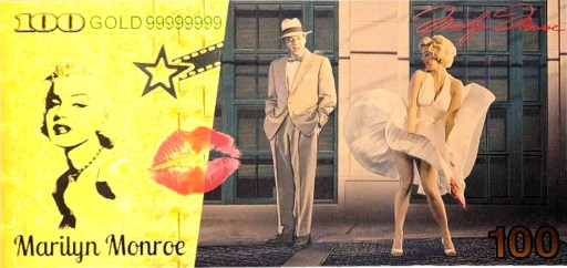 MARYLIN MONROE Pozlátená zberateľská bankovka