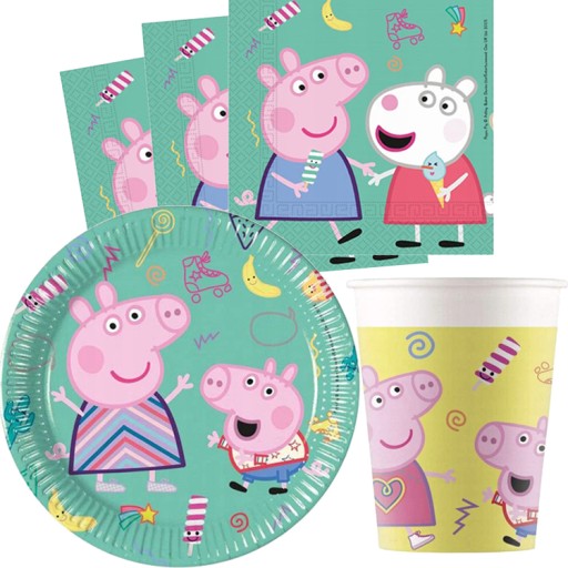 Papierové čiapky PEPPA PIG PIG ročná 1-9 narodeninová oslava 6 ks