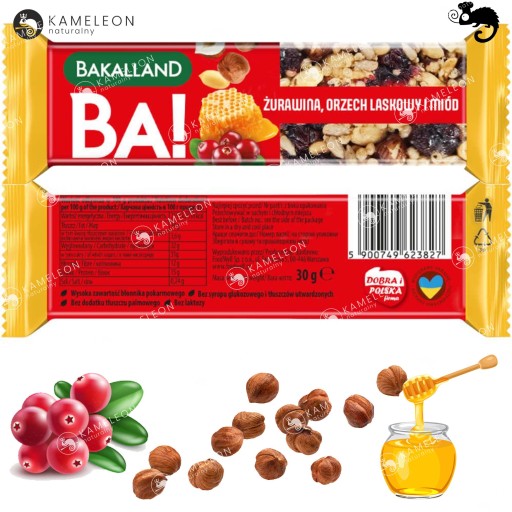 Bakalland Ba! Brusnicová tyčinka oriešky 30g x6