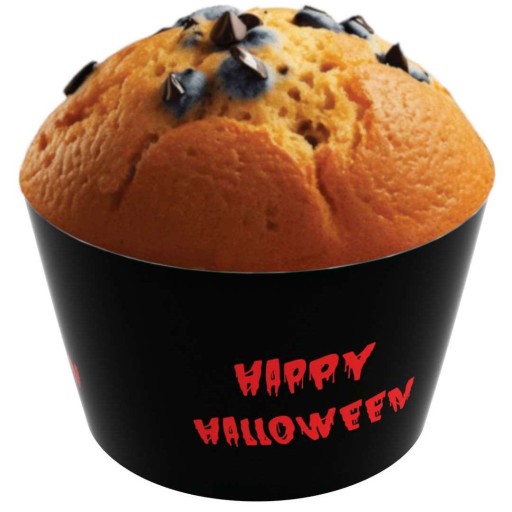 HAPPY HALLOWEEN návliečky na cupcake čierna červená BLOOD 6 ks