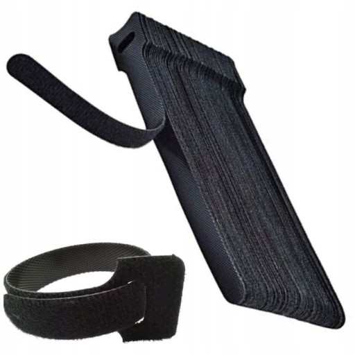 VELCRO BAND organizér na káble 210x12mm Strong Black TIES 10 kusov
