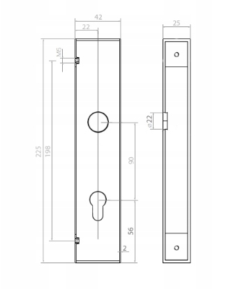 OCELOVÁ KRABIČKA KAZETA NA JANIA LOCK, ÚZKA, 40X25mm, NA ZVÁRANIE DO BRÁNKY