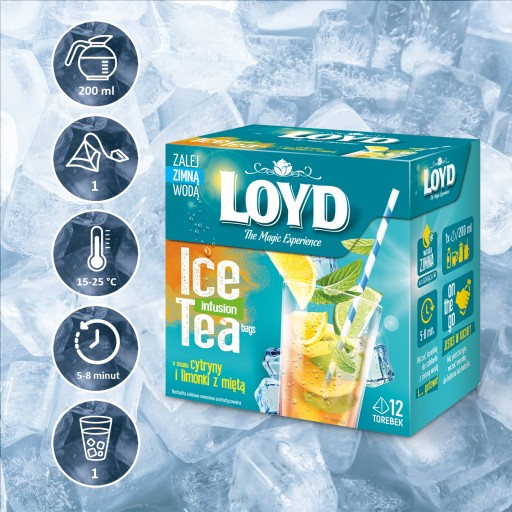 Studený bylinkový ovocný čaj Citrón Limetka Mäta Ľadový čaj 12T LOYD