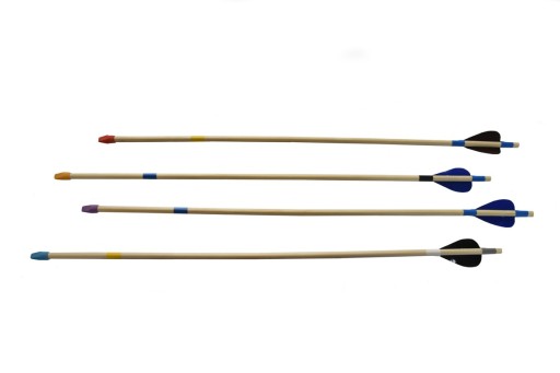 Drevený šíp do luku 60 cm s farebnou poistkou, 3 ks