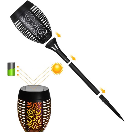 Solárna záhradná lampa TORCH Fire FLAME Effect 50 cm Záhradná dekorácia
