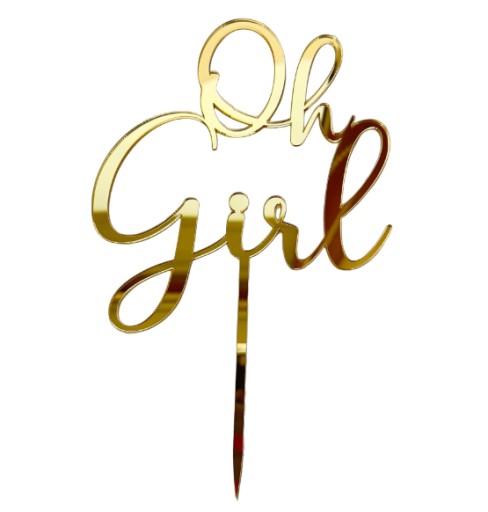 Oh Girl Topper k narodeniu dievčatka Baby Shower Gold Plexi