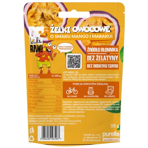 Vegan Mango Marakuja želé bez cukru 35g BeRaw
