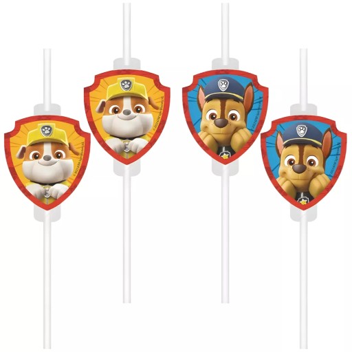 Papierové slamky so záchranným medailónom Paw Patrol