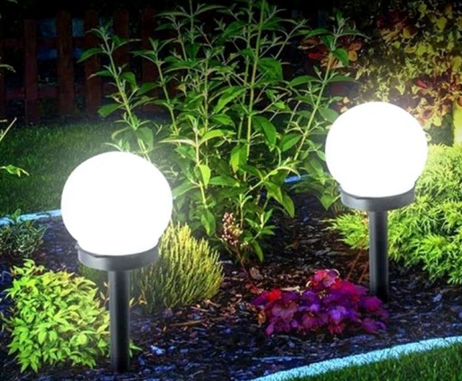 SOLÁRNA ZÁHRADNÁ LAMPA SILNÁ BIELA LED GUĽA XXL 2 ks