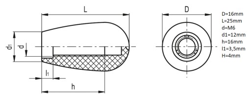 KĽUKOVÁ KĽÚČKA I.622/25-M6-C4 ŽLTÁ ELESA+GANTER