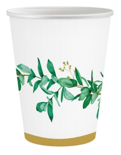 Biele poháre s listami Boho Celebrate 250ml 6 ks.