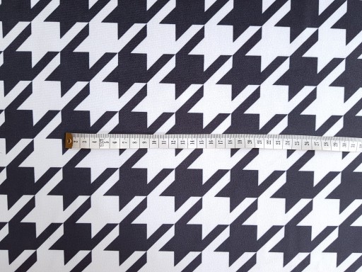 Poťahová látka velúrová potlač geometrický materiál Houndstooth čierna a biela