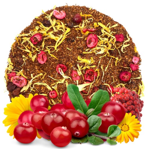 ROOIBOS CRANBERRY čaj 100g s brusnicami bez kofeínu, LAHODNÝ