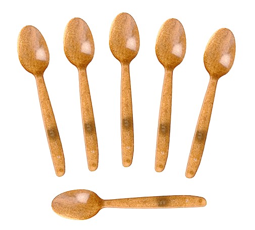 Drevovláknité WPC lyžičky na kávový čaj, tmavohnedé, 13 cm, 50 ks.