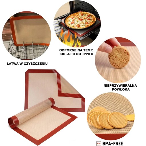 UNIVERZÁLNA SILIKONOVÁ PODLOŽKA NA PEČENIE CHLEBA COOKIES, PREVÁDZANÁ 30x40