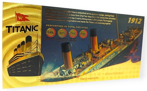 Zberateľský darček s pozlátenými bankovkami TITANIC