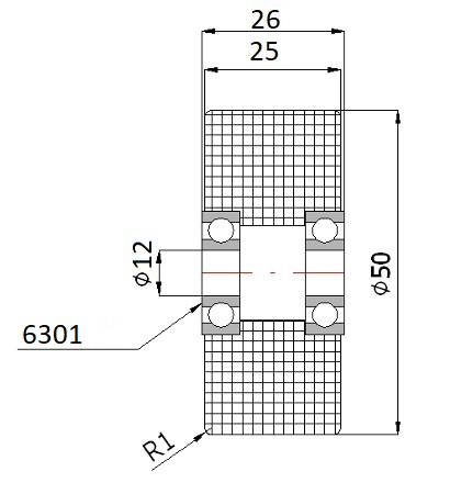 VALEC fi 50 DVOJITÉ LOŽISKO do 100 kg 12mm