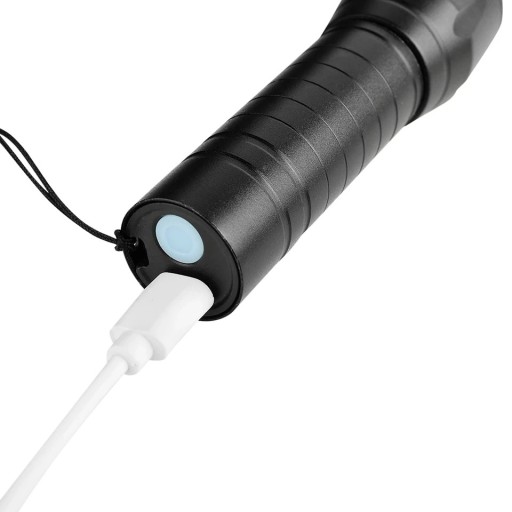 Malá VÝKONNÁ LED TAKTICKÁ BATERKA COB ZOOM T6 USB
