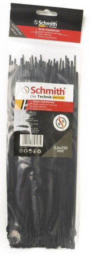 VIAZAKY KABEL 3,6x250 NYLON ČIERNA 100ks SCHMITH