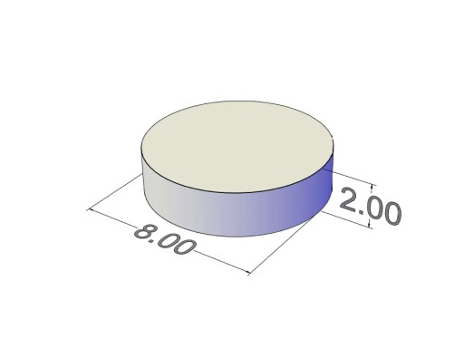 Cylindrický feritový magnet MW 8x2 F30 10 ks.